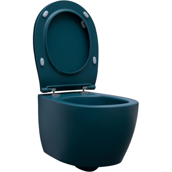 Унитаз подвесной безободковый Allen Brau Fantasy 4.11004.PT с тонкой крышкой микролифт, петроль фото 5