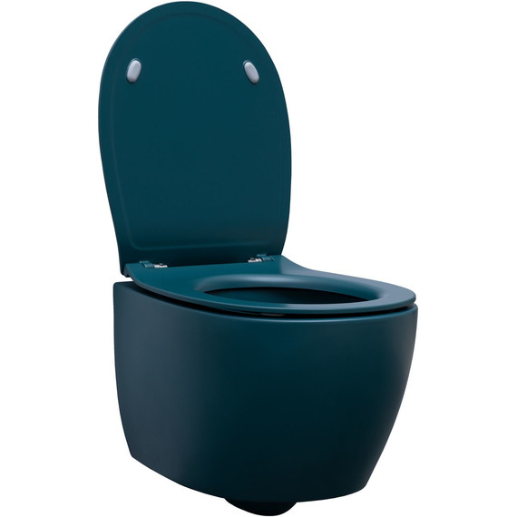 Унитаз подвесной безободковый Allen Brau Fantasy 4.11004.PT с тонкой крышкой микролифт, петроль фото 6