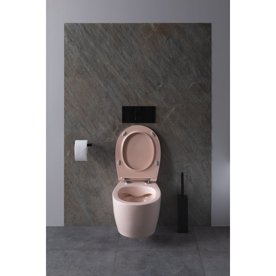 Унитаз приставной безободковый Allen Brau Fantasy 4.11004.SM с тонкой крышкой микролифт, розовый фото 13