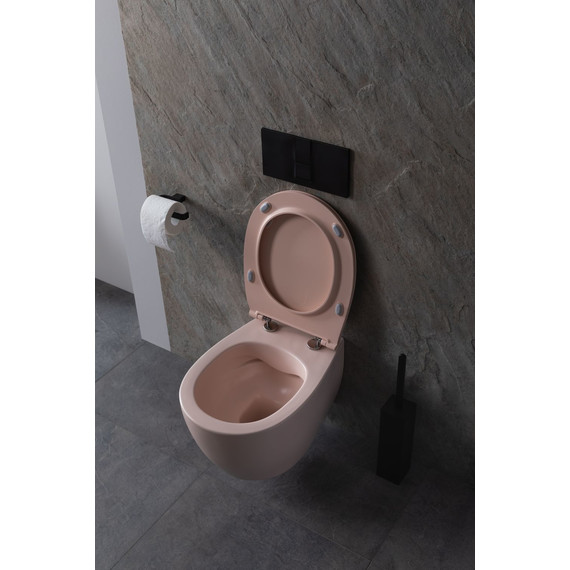 Унитаз приставной безободковый Allen Brau Fantasy 4.11004.SM с тонкой крышкой микролифт, розовый фото 16