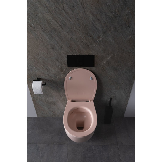 Унитаз приставной безободковый Allen Brau Fantasy 4.11004.SM с тонкой крышкой микролифт, розовый фото 19