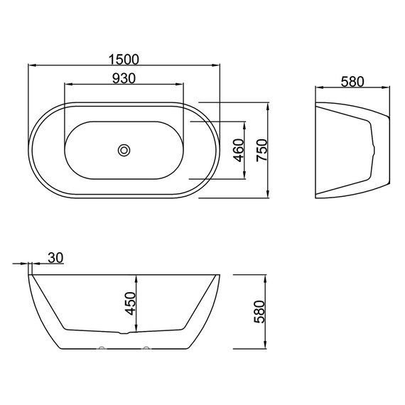 Ванна отдельностоящая Azario Blanca 150х75 см AZ-6602-15075, в комплекте с сифоном и металлической рамой фото 5