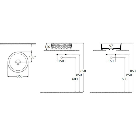 Раковина-чаша Allen Brau Fantasy Romb 36 см 4.11033.BD, бордо фото 2