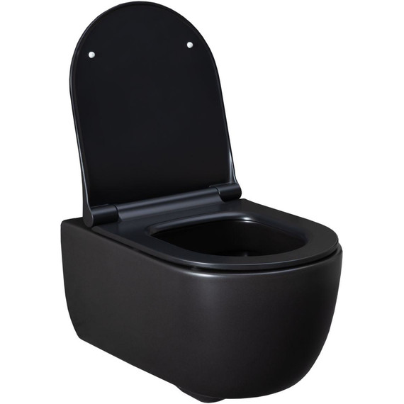 Унитаз подвесной безободковый Allen Brau Priority 4.31001.31 с тонкой крышкой микролифт, чёрный матовый фото 10
