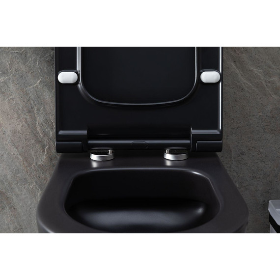 Унитаз подвесной безободковый Allen Brau Priority 4.31001.31 с тонкой крышкой микролифт, чёрный матовый фото 16