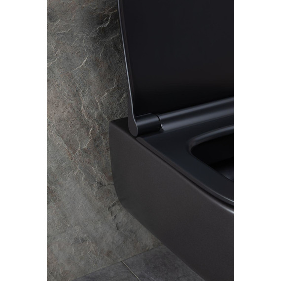 Унитаз подвесной безободковый Allen Brau Priority 4.31001.31 с тонкой крышкой микролифт, чёрный матовый фото 19