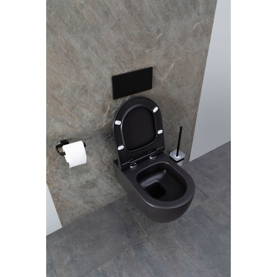 Унитаз подвесной безободковый Allen Brau Priority 4.31001.31 с тонкой крышкой микролифт, чёрный матовый фото 22