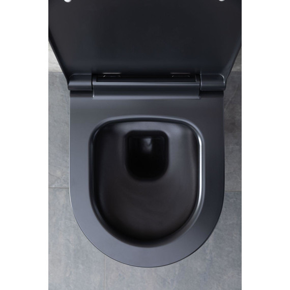 Унитаз подвесной безободковый Allen Brau Priority 4.31001.31 с тонкой крышкой микролифт, чёрный матовый фото 24