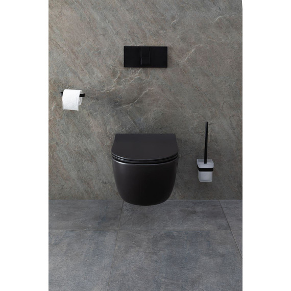 Унитаз подвесной безободковый Allen Brau Priority 4.31001.31 с тонкой крышкой микролифт, чёрный матовый фото 35