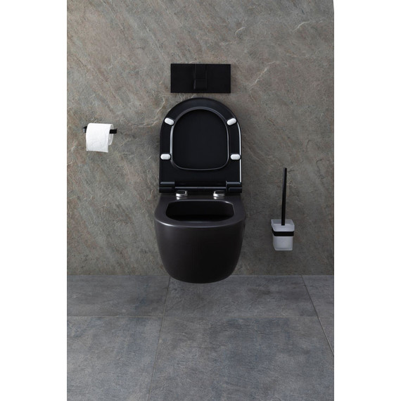 Унитаз подвесной безободковый Allen Brau Priority 4.31001.31 с тонкой крышкой микролифт, чёрный матовый фото 27