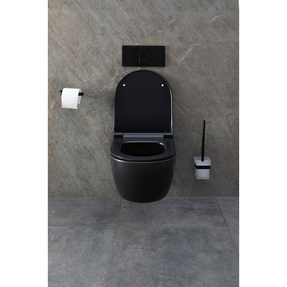 Унитаз подвесной безободковый Allen Brau Priority 4.31001.31 с тонкой крышкой микролифт, чёрный матовый фото 28