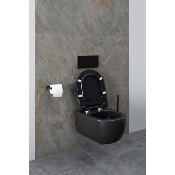 Унитаз подвесной безободковый Allen Brau Priority 4.31001.31 с тонкой крышкой микролифт, чёрный матовый фото 29