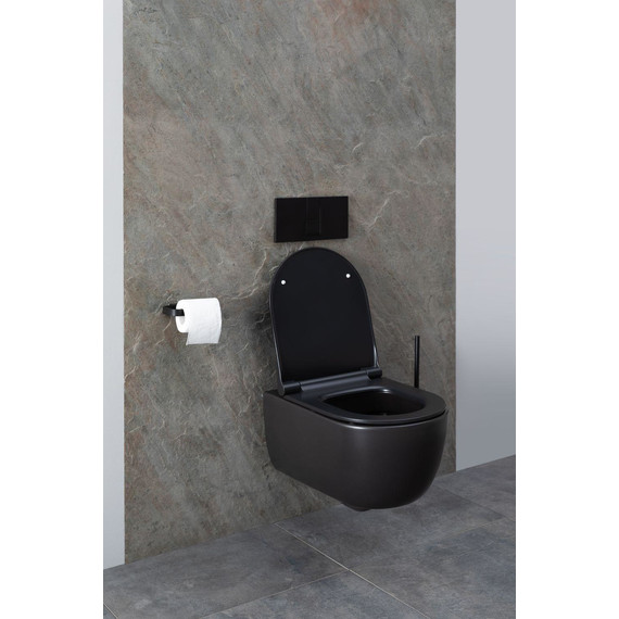 Унитаз подвесной безободковый Allen Brau Priority 4.31001.31 с тонкой крышкой микролифт, чёрный матовый фото 30