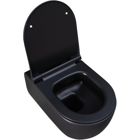 Унитаз подвесной безободковый Allen Brau Priority 4.31001.31 с тонкой крышкой микролифт, чёрный матовый фото 6