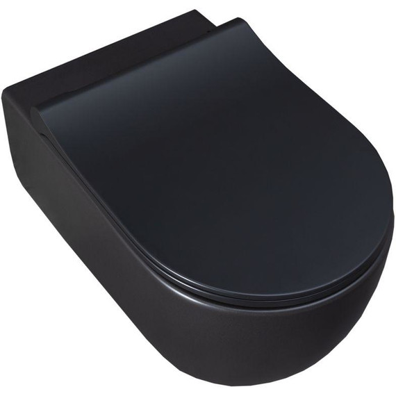 Унитаз подвесной безободковый Allen Brau Priority 4.31001.31 с тонкой крышкой микролифт, чёрный матовый фото 4