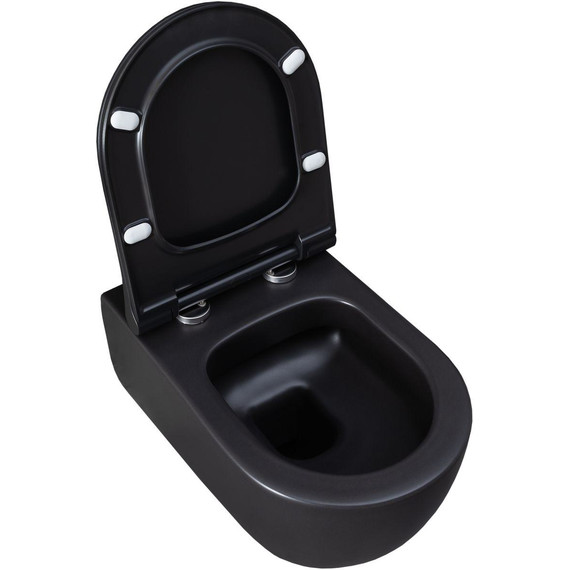 Унитаз подвесной безободковый Allen Brau Priority 4.31001.31 с тонкой крышкой микролифт, чёрный матовый фото 5