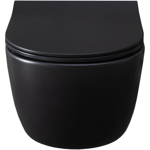 Унитаз подвесной безободковый Allen Brau Priority 4.31001.31 с тонкой крышкой микролифт, чёрный матовый фото 2