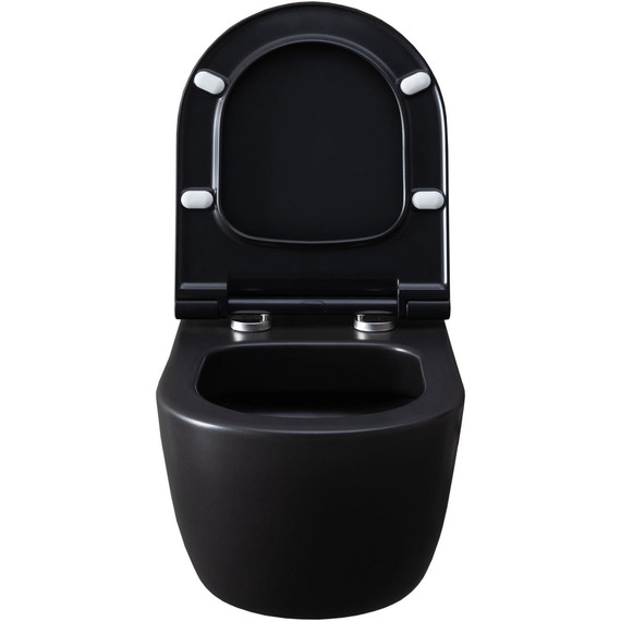 Унитаз подвесной безободковый Allen Brau Priority 4.31001.31 с тонкой крышкой микролифт, чёрный матовый фото 7