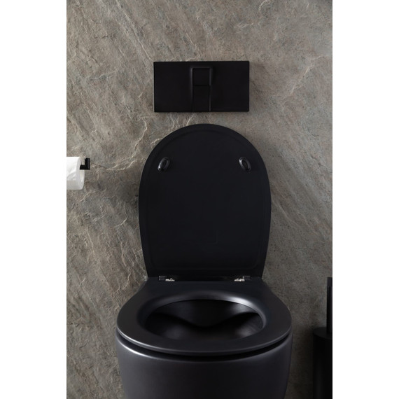 Унитаз подвесной безободковый Allen Brau Reality 4.32006.31 с крышкой микролифт, чёрный матовый фото 13