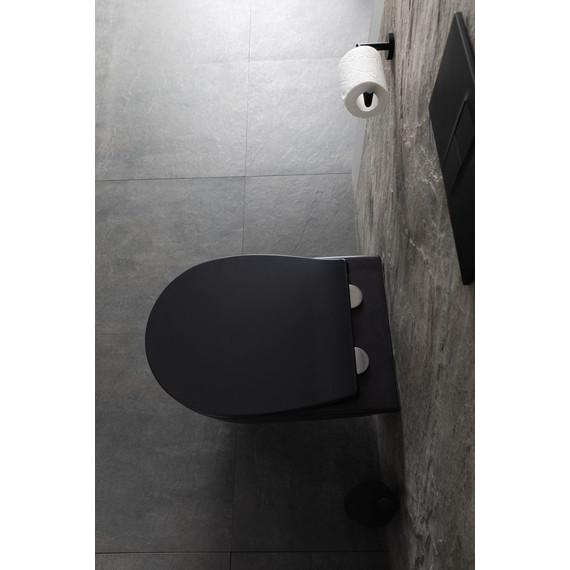 Унитаз подвесной безободковый Allen Brau Reality 4.32006.31 с крышкой микролифт, чёрный матовый фото 15