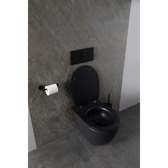 Унитаз подвесной безободковый Allen Brau Reality 4.32006.31 с крышкой микролифт, чёрный матовый фото 16