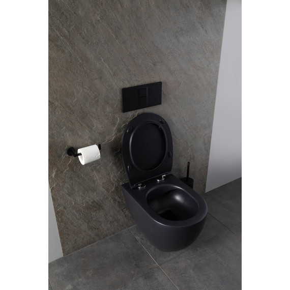 Унитаз подвесной безободковый Allen Brau Reality 4.32006.31 с крышкой микролифт, чёрный матовый фото 17