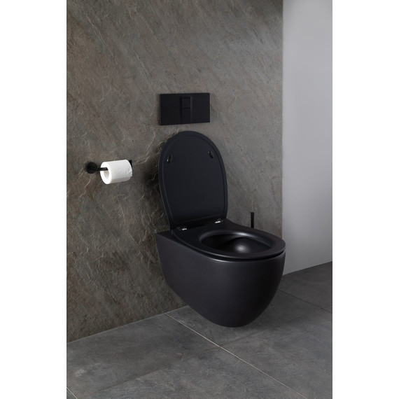 Унитаз подвесной безободковый Allen Brau Reality 4.32006.31 с крышкой микролифт, чёрный матовый фото 18