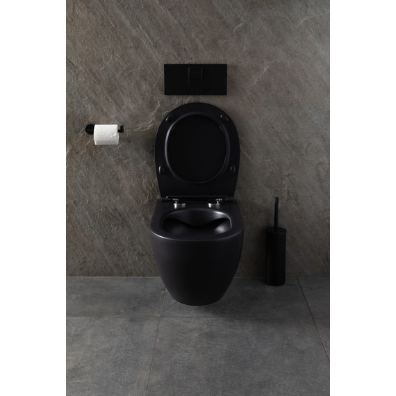 Унитаз подвесной безободковый Allen Brau Reality 4.32006.31 с крышкой микролифт, чёрный матовый фото 21