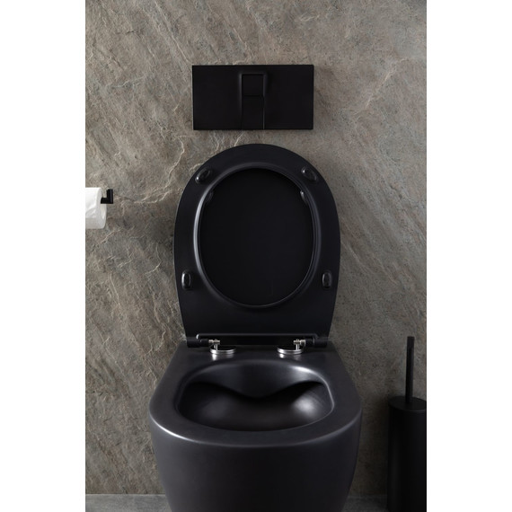 Унитаз подвесной безободковый Allen Brau Reality 4.32006.31 с крышкой микролифт, чёрный матовый фото 32