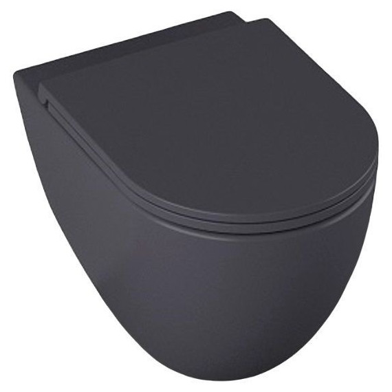 Унитаз подвесной безободковый Allen Brau Reality 4.32006.AN с крышкой микролифт, антрацит фото 