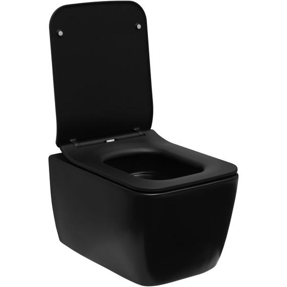 Унитаз подвесной безободковый Allen Brau Liberty 4.33007.31 с тонкой быстросъмной крышкой микролифт, чёрный матовый фото 12
