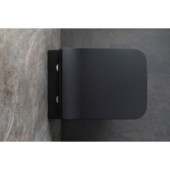 Унитаз подвесной безободковый Allen Brau Liberty 4.33007.31 с тонкой быстросъмной крышкой микролифт, чёрный матовый фото 14