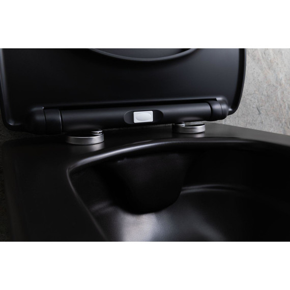 Унитаз подвесной безободковый Allen Brau Liberty 4.33007.31 с тонкой быстросъмной крышкой микролифт, чёрный матовый фото 15