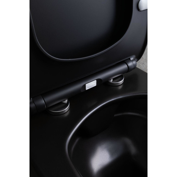 Унитаз подвесной безободковый Allen Brau Liberty 4.33007.31 с тонкой быстросъмной крышкой микролифт, чёрный матовый фото 16