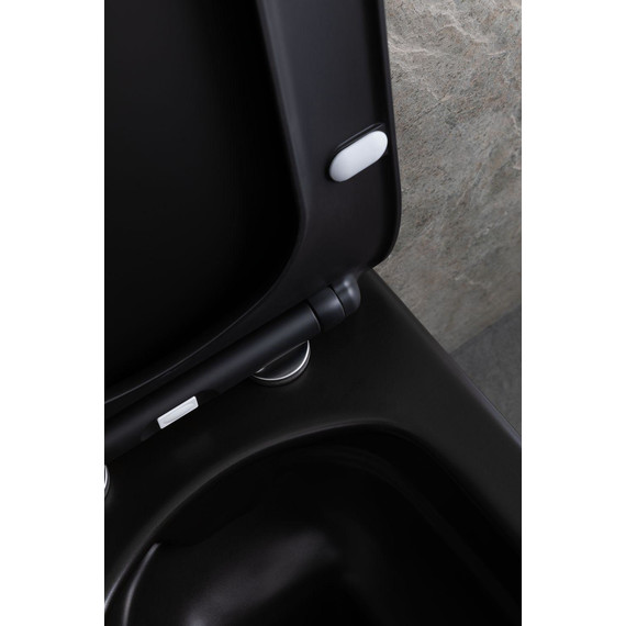 Унитаз подвесной безободковый Allen Brau Liberty 4.33007.31 с тонкой быстросъмной крышкой микролифт, чёрный матовый фото 17
