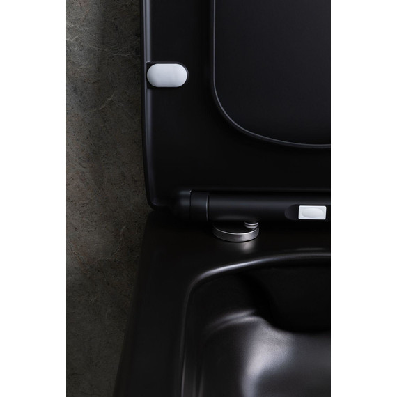 Унитаз подвесной безободковый Allen Brau Liberty 4.33007.31 с тонкой быстросъмной крышкой микролифт, чёрный матовый фото 18