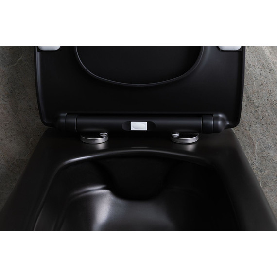 Унитаз подвесной безободковый Allen Brau Liberty 4.33007.31 с тонкой быстросъмной крышкой микролифт, чёрный матовый фото 19