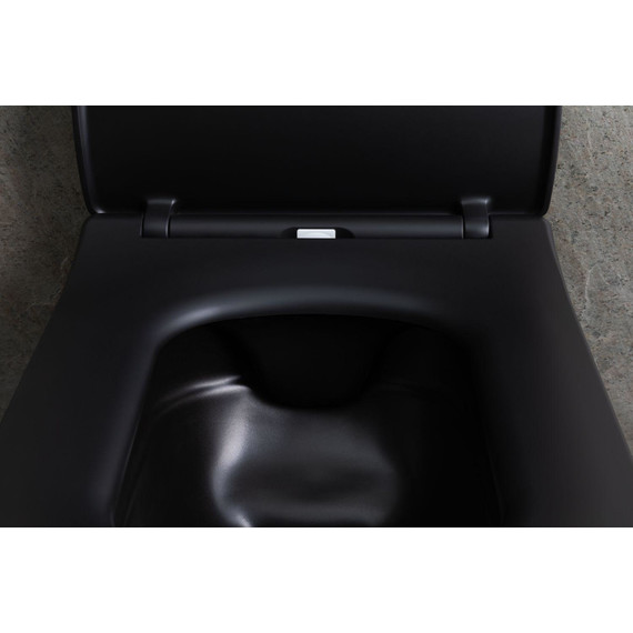 Унитаз подвесной безободковый Allen Brau Liberty 4.33007.31 с тонкой быстросъмной крышкой микролифт, чёрный матовый фото 20