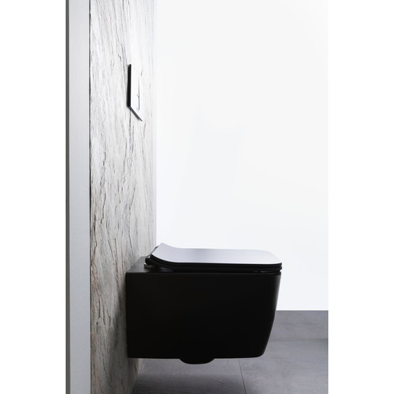 Унитаз подвесной безободковый Allen Brau Liberty 4.33007.31 с тонкой быстросъмной крышкой микролифт, чёрный матовый фото 21
