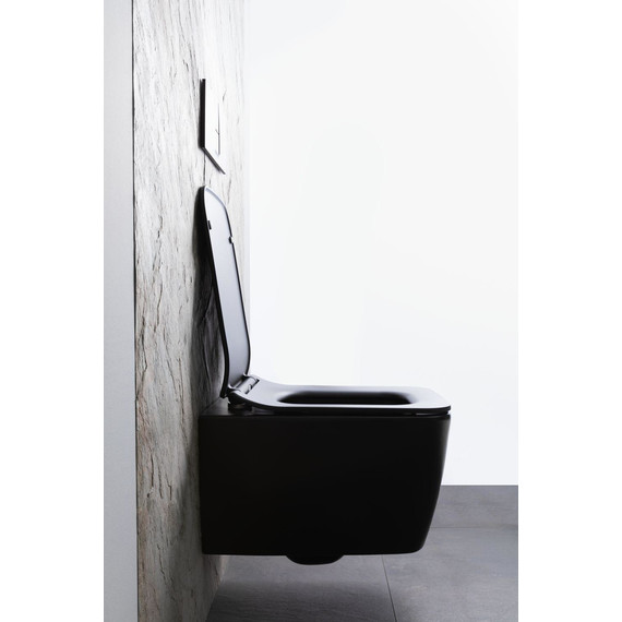 Унитаз подвесной безободковый Allen Brau Liberty 4.33007.31 с тонкой быстросъмной крышкой микролифт, чёрный матовый фото 22