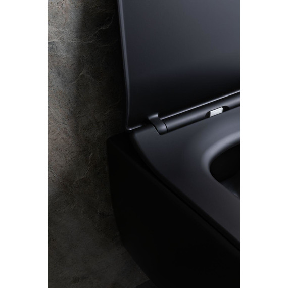 Унитаз подвесной безободковый Allen Brau Liberty 4.33007.31 с тонкой быстросъмной крышкой микролифт, чёрный матовый фото 23
