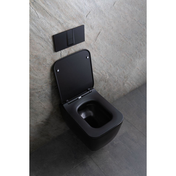 Унитаз подвесной безободковый Allen Brau Liberty 4.33007.31 с тонкой быстросъмной крышкой микролифт, чёрный матовый фото 24