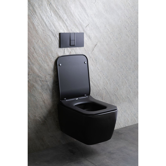 Унитаз подвесной безободковый Allen Brau Liberty 4.33007.31 с тонкой быстросъмной крышкой микролифт, чёрный матовый фото 26