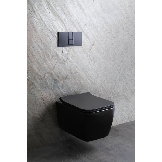 Унитаз подвесной безободковый Allen Brau Liberty 4.33007.31 с тонкой быстросъмной крышкой микролифт, чёрный матовый фото 27