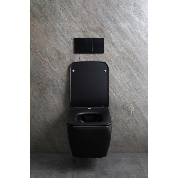 Унитаз подвесной безободковый Allen Brau Liberty 4.33007.31 с тонкой быстросъмной крышкой микролифт, чёрный матовый фото 28