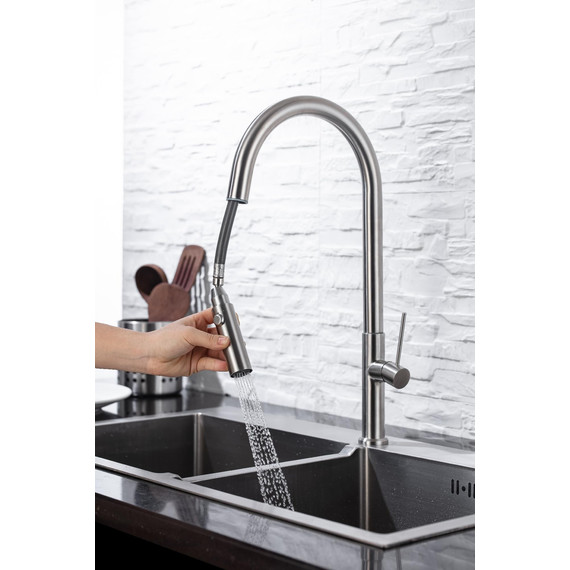Смеситель для кухни Allen Brau Sprungfeder 5.60002-SS, сталь браш фото 5