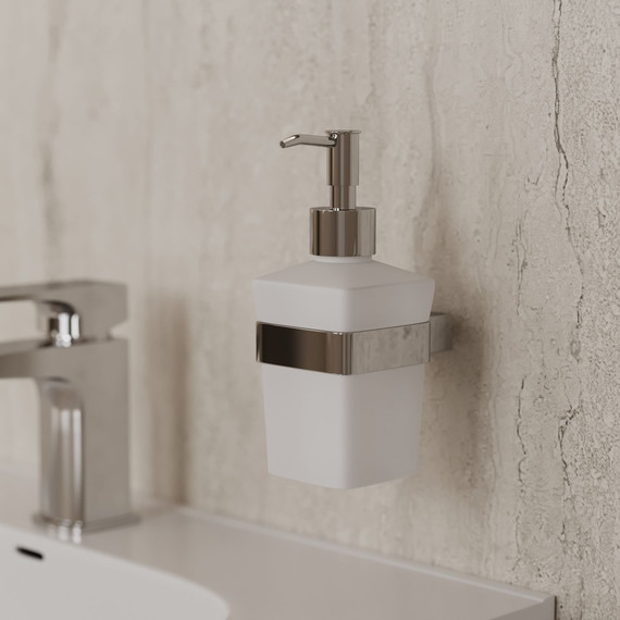 Дозатор для жидкого мыла Allen Brau Infinity 6.21006-31, цвет белый/чёрный матовый фото 3