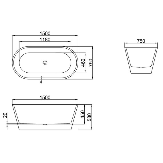 Ванна отдельностоящая Azario Rich 150x75 см AZ-6605-15075, в комплекте с сифоном и металлической рамой фото 6