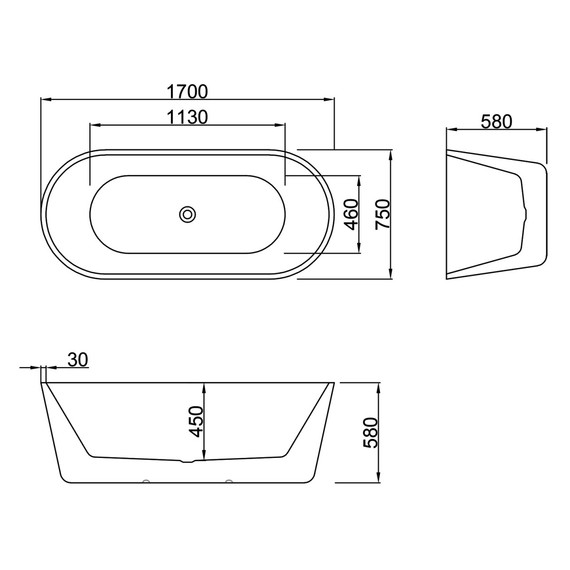 Ванна отдельностоящая Azario Rich 170x75 см AZ-6605-17075, в комплекте с сифоном и металлической рамой фото 6