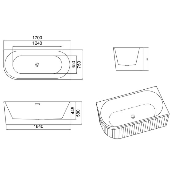 Ванна акриловая Azario Lago Garda 170x75 см AZ-6724-A2 R 17075, в комплекте с сифоном и металлической рамой фото 6